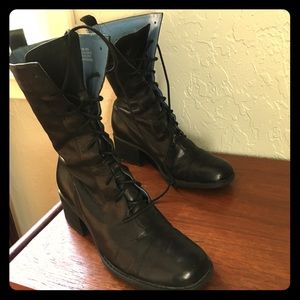 Lace up black leather Indigo boots